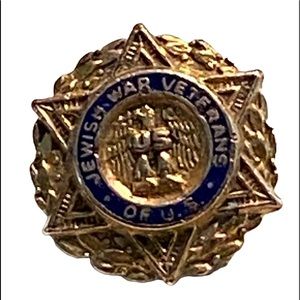 Vintage Jewish War Veterans of the United States Gold and Enamel Lapel, Tie Pin